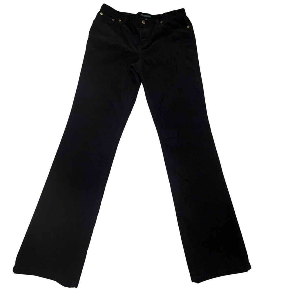 Lauren Jeans Company Ralph Lauren Black Corduroy Bootcut Pants Women's Size 10